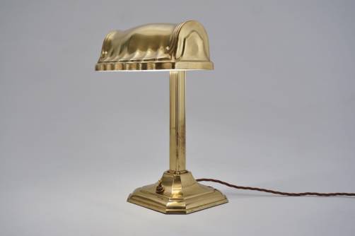 Bankers Art Deco desk lamp adjustable, brass, 1930`s ca, American